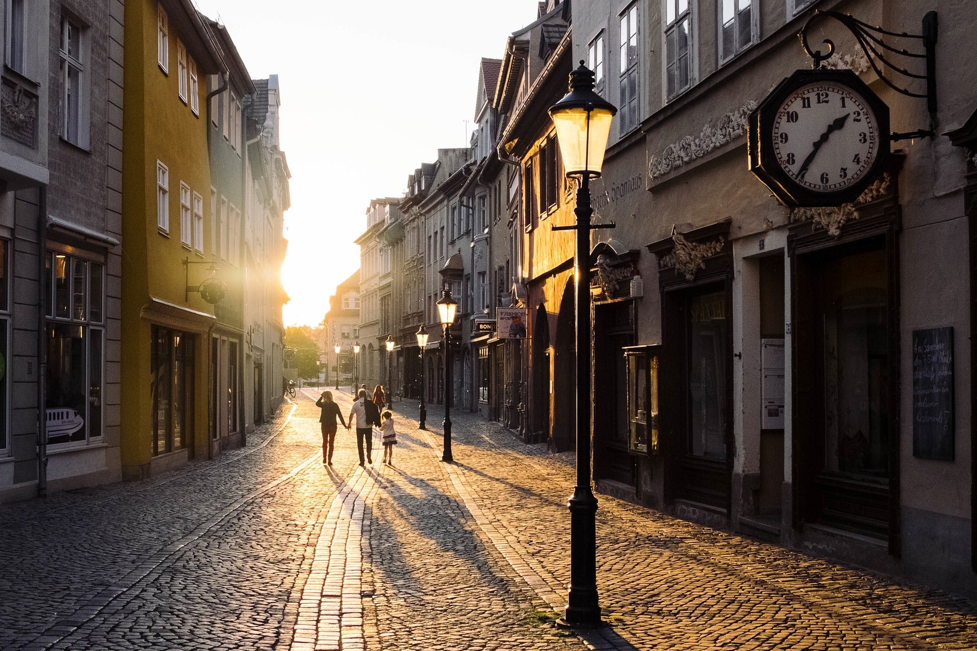 Innenstadt bei Sonnenuntergang
